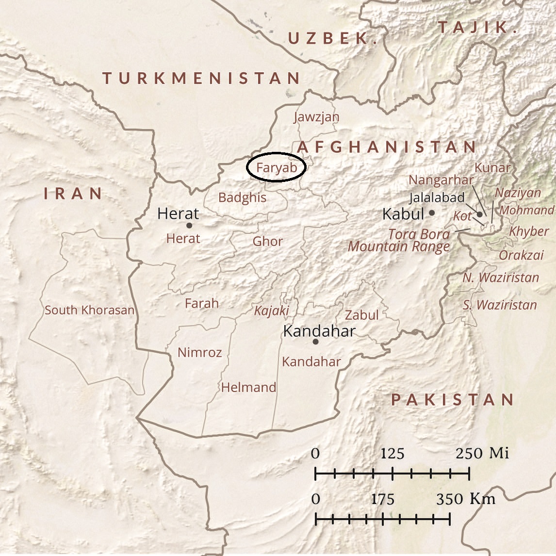 Afganistan'ın Türkmenistan sınırında bulunan Faryab şehri